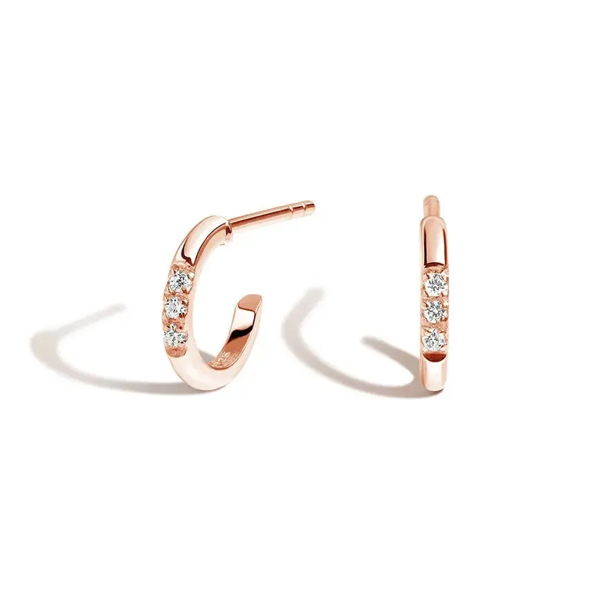 0.04CTW Petite Diamond Huggie Earrings