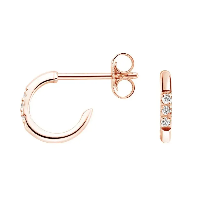 0.04CTW Petite Diamond Huggie Earrings