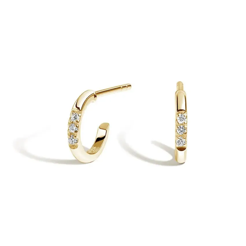 0.04CTW Petite Diamond Huggie Earrings