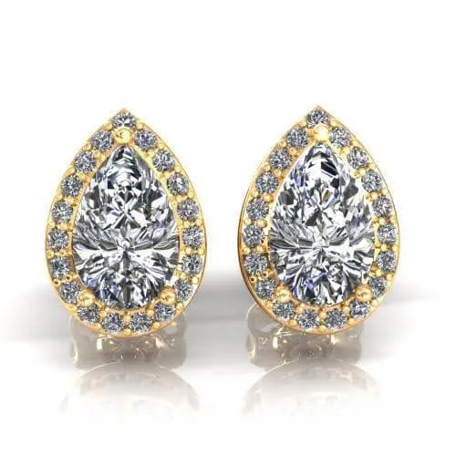 0.37-2.12 CT Round & Pear Cut Diamonds - Stud Earrings