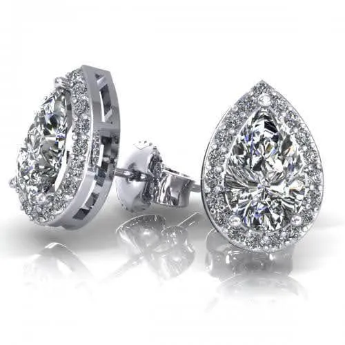 0.37-2.12 CT Round & Pear Cut Diamonds - Stud Earrings