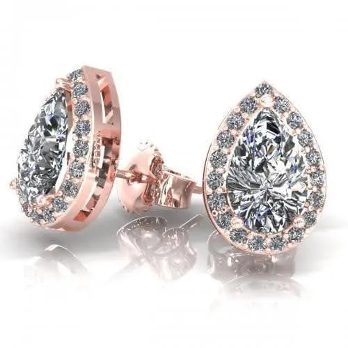 0.37-2.12 CT Round & Pear Cut Diamonds - Stud Earrings