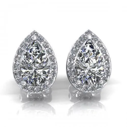 0.37-2.12 CT Round & Pear Cut Diamonds - Stud Earrings