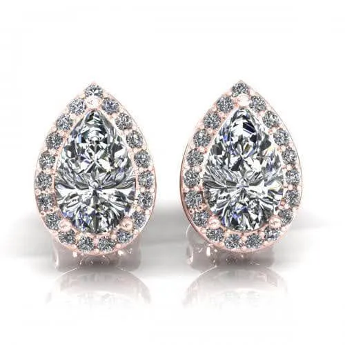 0.37-2.12 CT Round & Pear Cut Diamonds - Stud Earrings