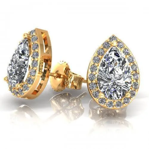 0.37-2.12 CT Round & Pear Cut Diamonds - Stud Earrings