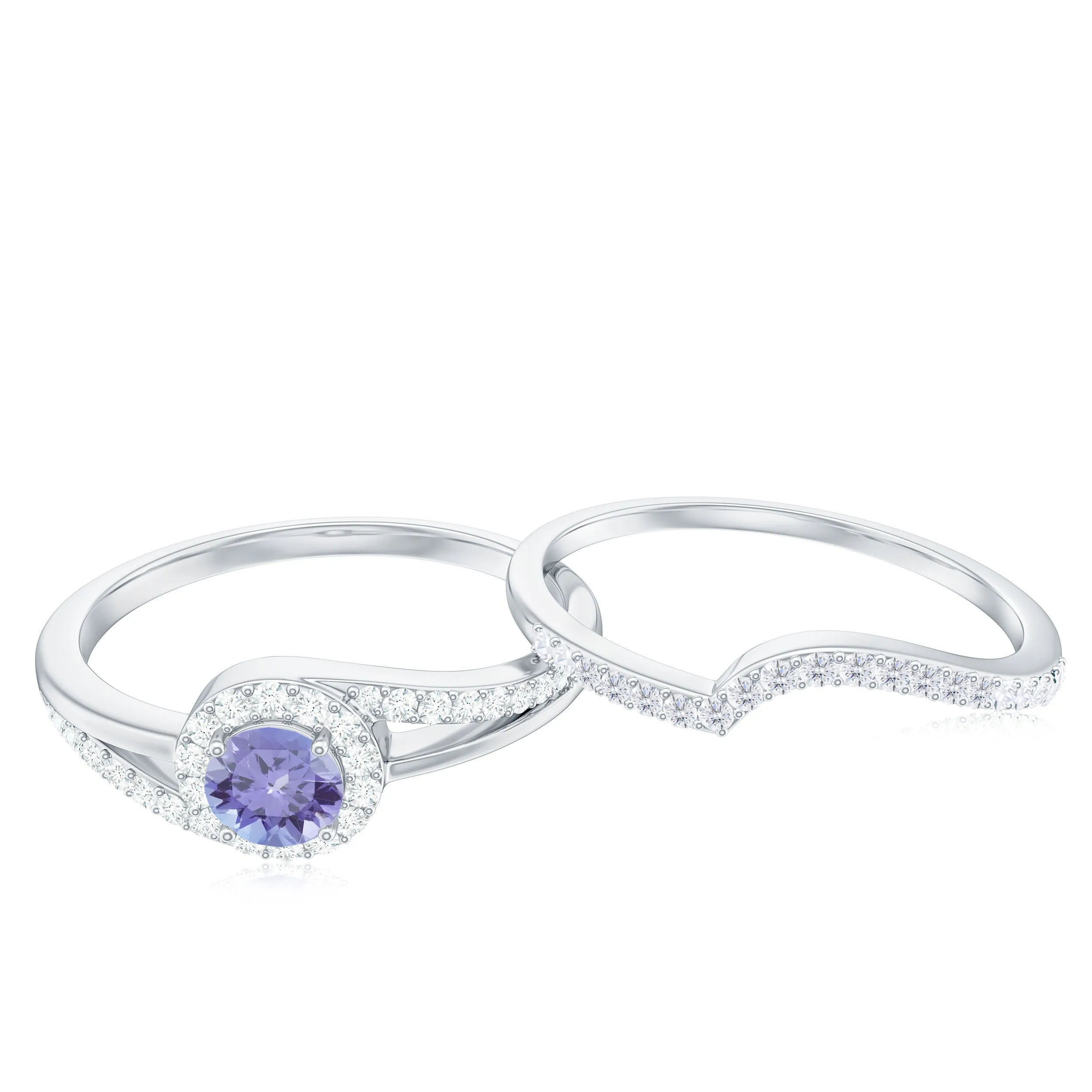 1 CT Minimal Tanzanite Engagement Ring with Diamond Enhancer