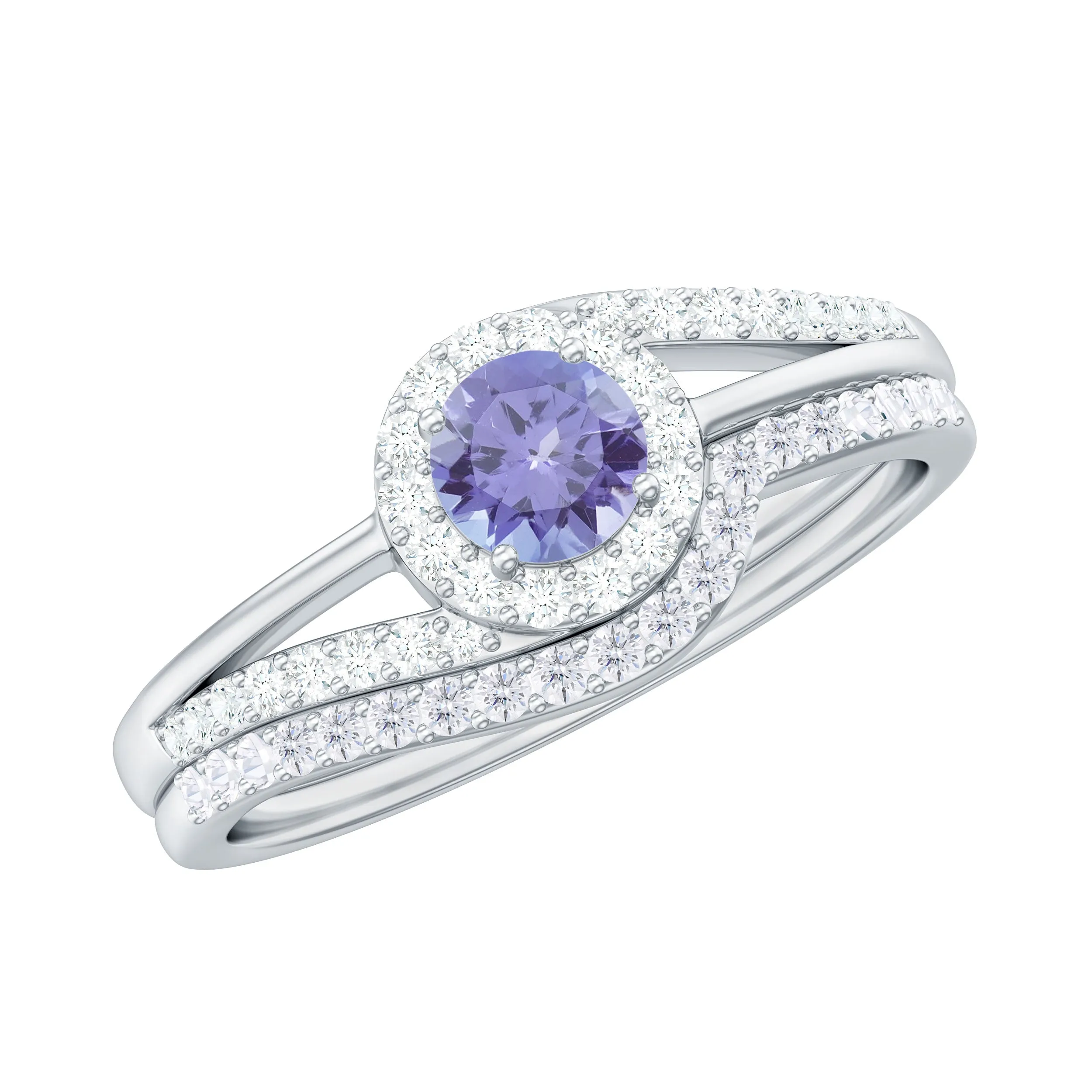 1 CT Minimal Tanzanite Engagement Ring with Diamond Enhancer