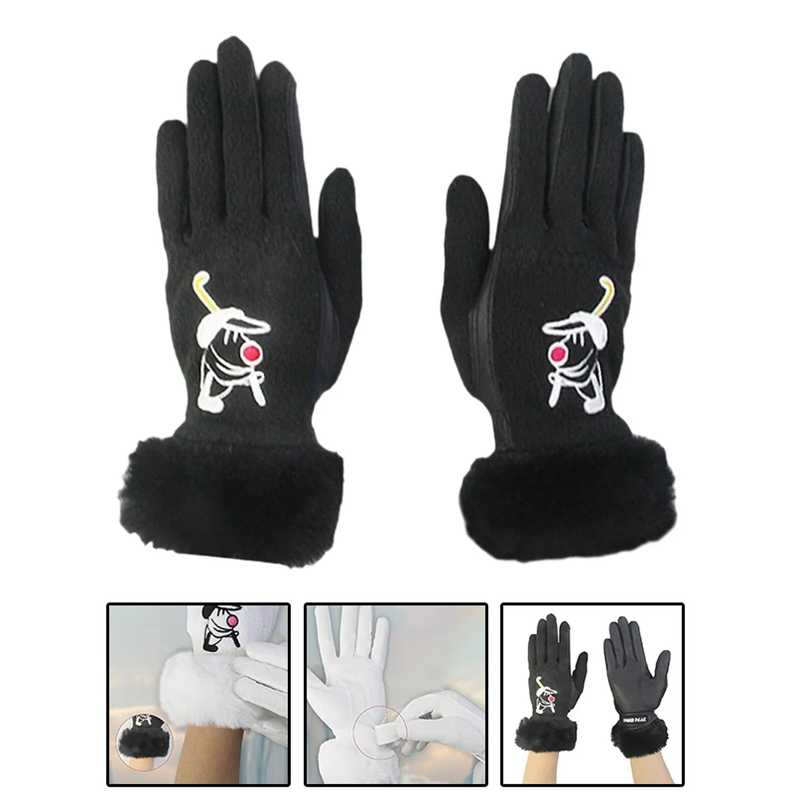 1 Pair of Golf Gloves Winter Training Gloves Mitts for Fishing Biking Hiking Black 18