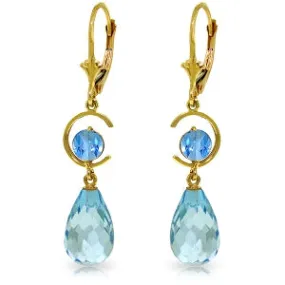 11 Carat 14K Solid Yellow Gold Moonlight Blue Topaz Earrings