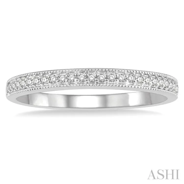 1/10 ctw Round Cut Diamond Wedding Band in 14K White Gold