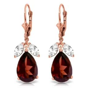 13 Carat 14K Solid Rose Gold Leverback Earrings Garnet Rose Topaz