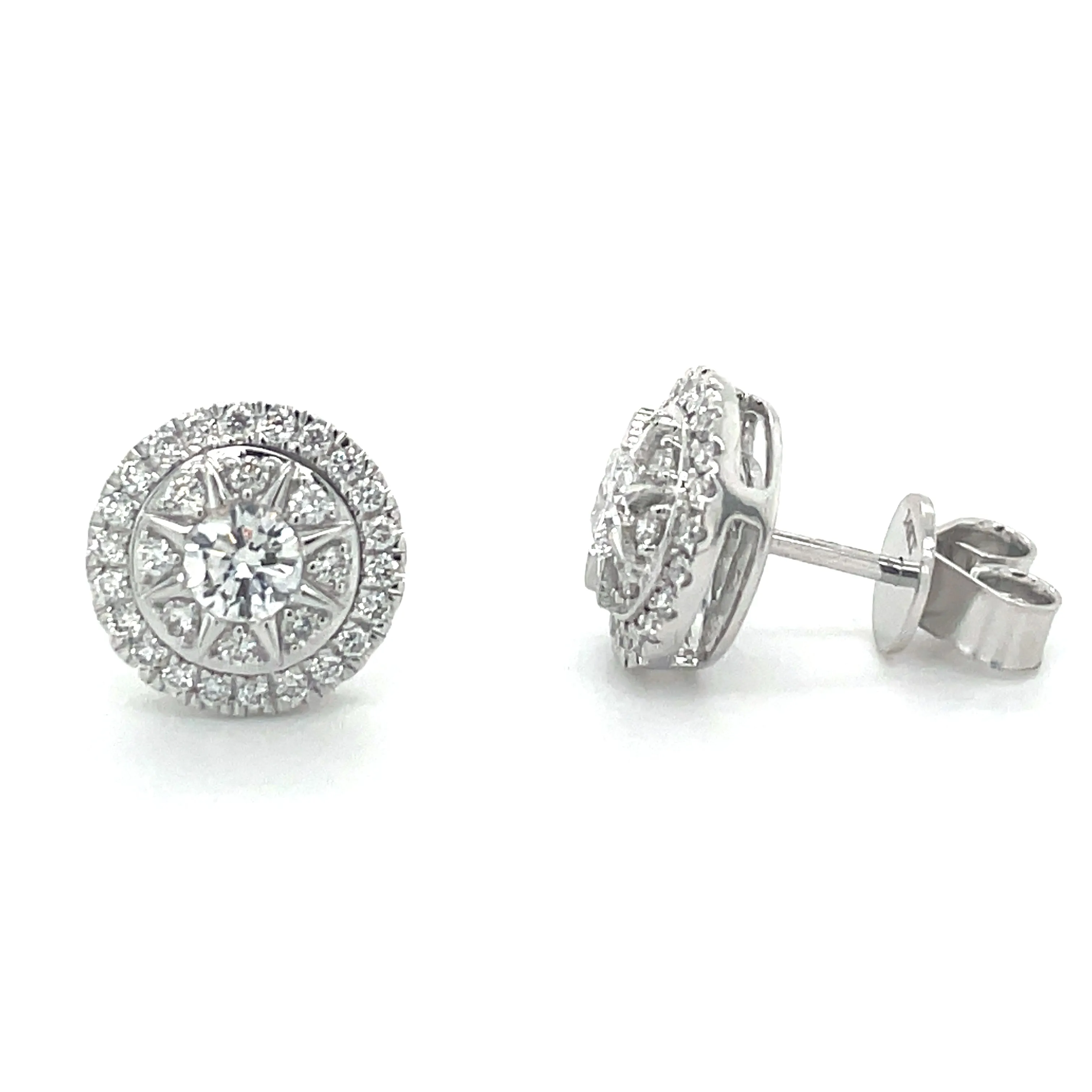 14ct White Gold 0.76ct Laboratory Grown Diamond Cluster Earrings