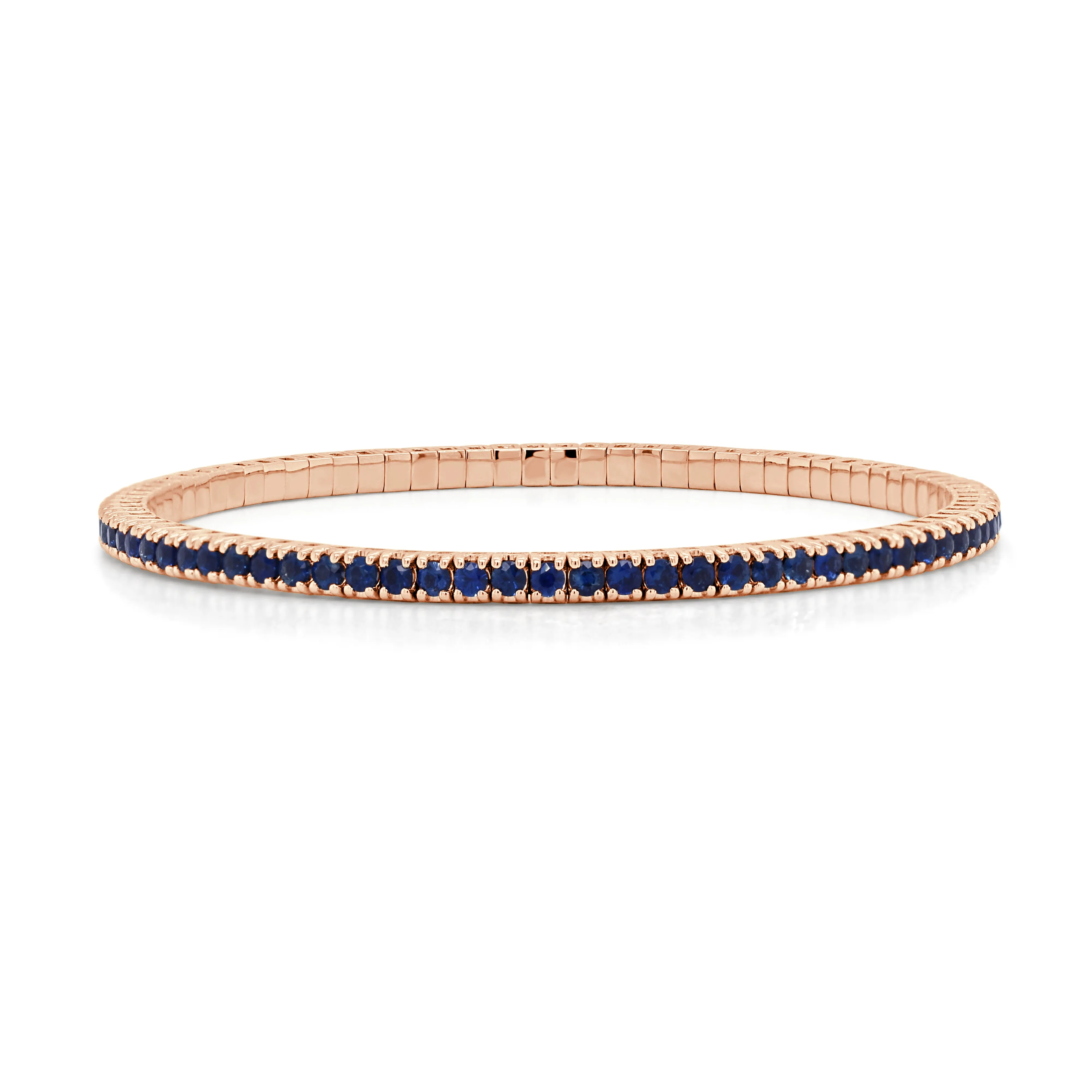 14K Gold & Sapphire Eternity Stretch Bracelet - 3.92ct