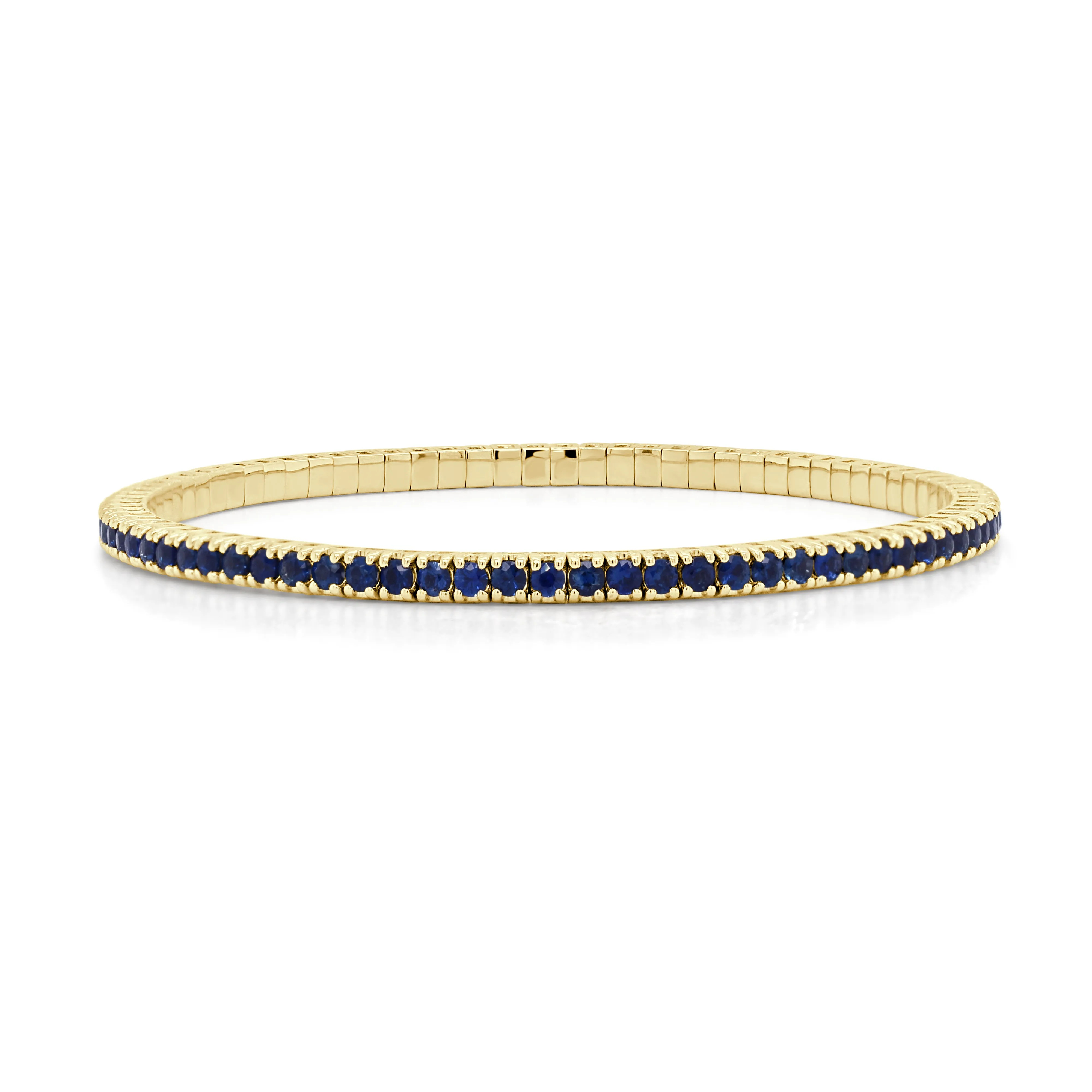 14K Gold & Sapphire Eternity Stretch Bracelet - 3.92ct