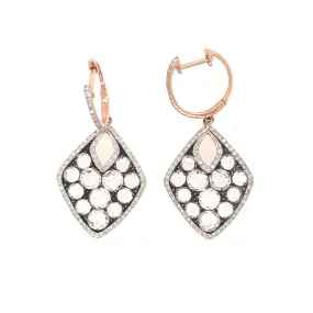 14K Rose Gold Drop Earrings with Clustered Champaign Diamond