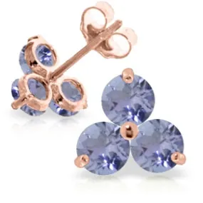 1.5 Carat 14K Solid Rose Gold Joelle Tanzanite Stud Earrings