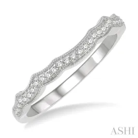 1/8 ctw Wave Cutwork Round Cut Diamond Wedding Band in 14K White Gold