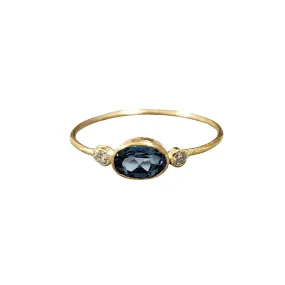 18k Gold London Blue Topaz & Diamond Ring