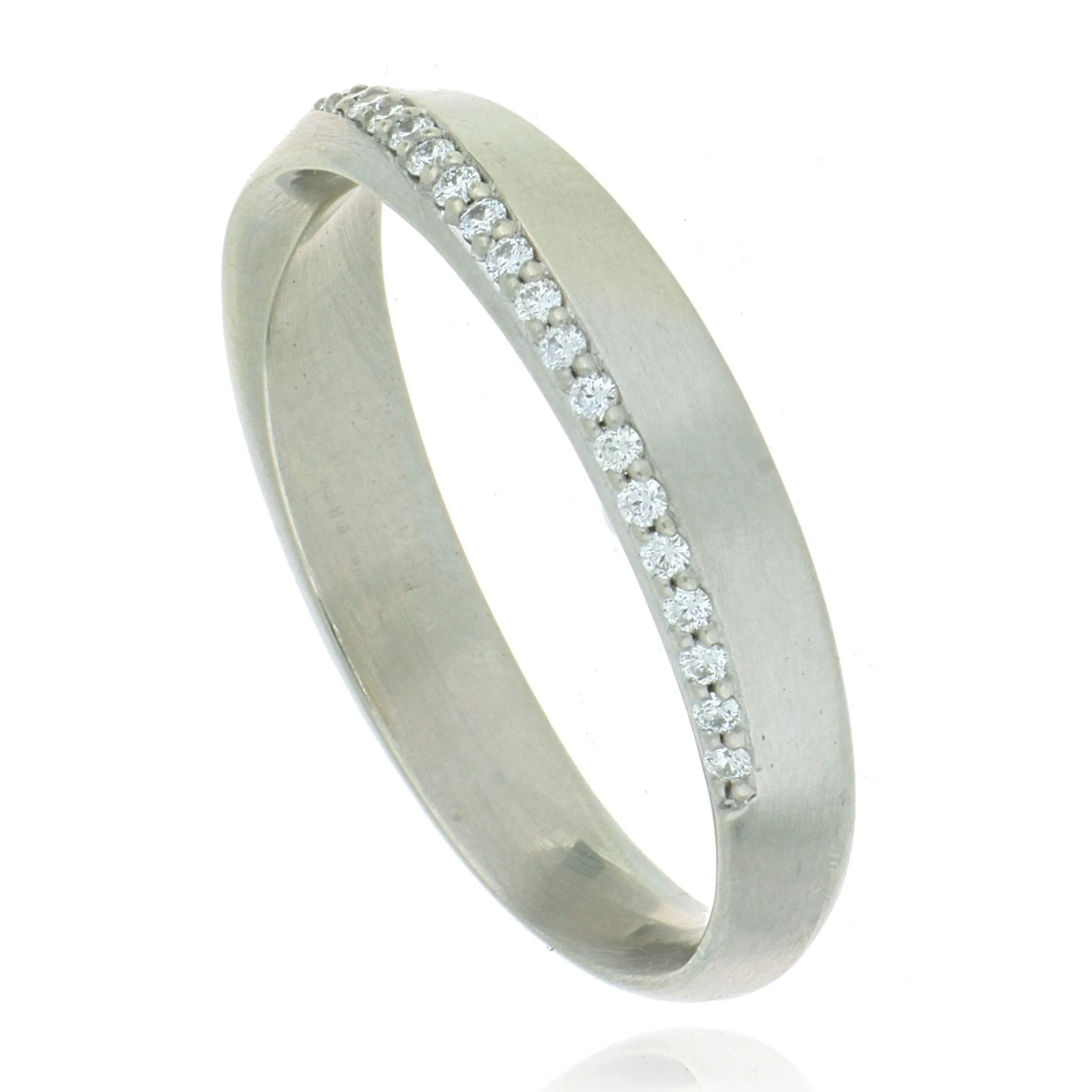 18k White Gold Ladies' Diamond Mobius Wedding Band