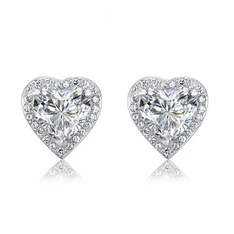 3 Carat Created Diamond 925 Sterling Silver Heart Stud Earrings XFE8021