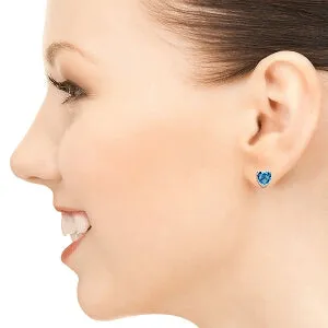 3.25 Carat 14K Solid White Gold Footsteps At Night Blue Topaz Earrings