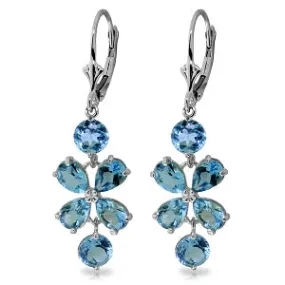 5.32 Carat 14K Solid White Gold Chandelier Earrings Natural Blue Topaz