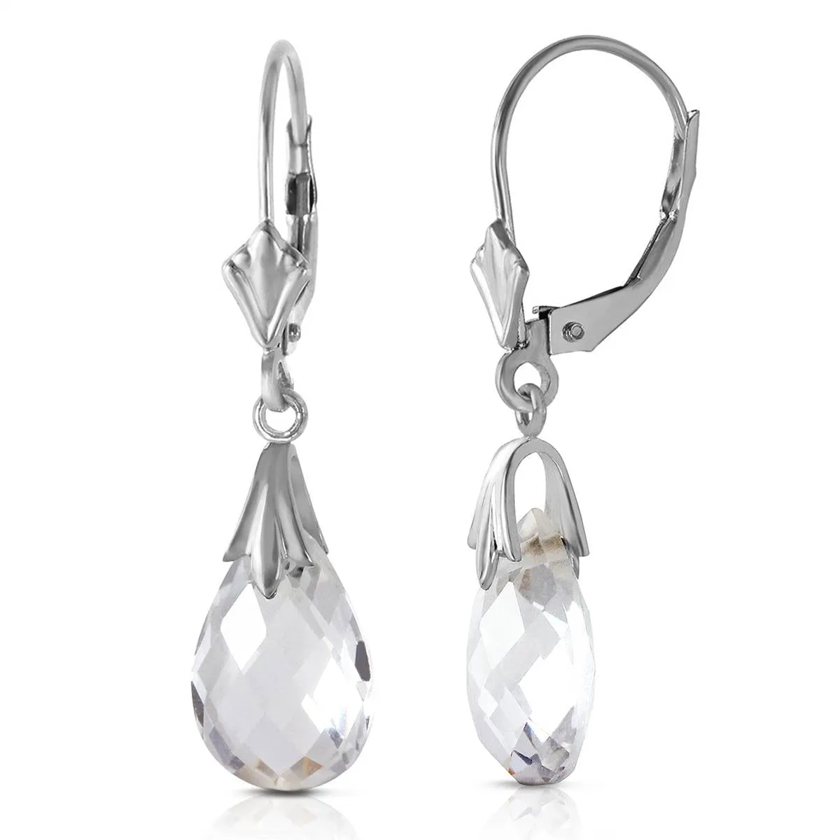 6 Carat 14K Solid White Gold Revisions White Topaz Earrings