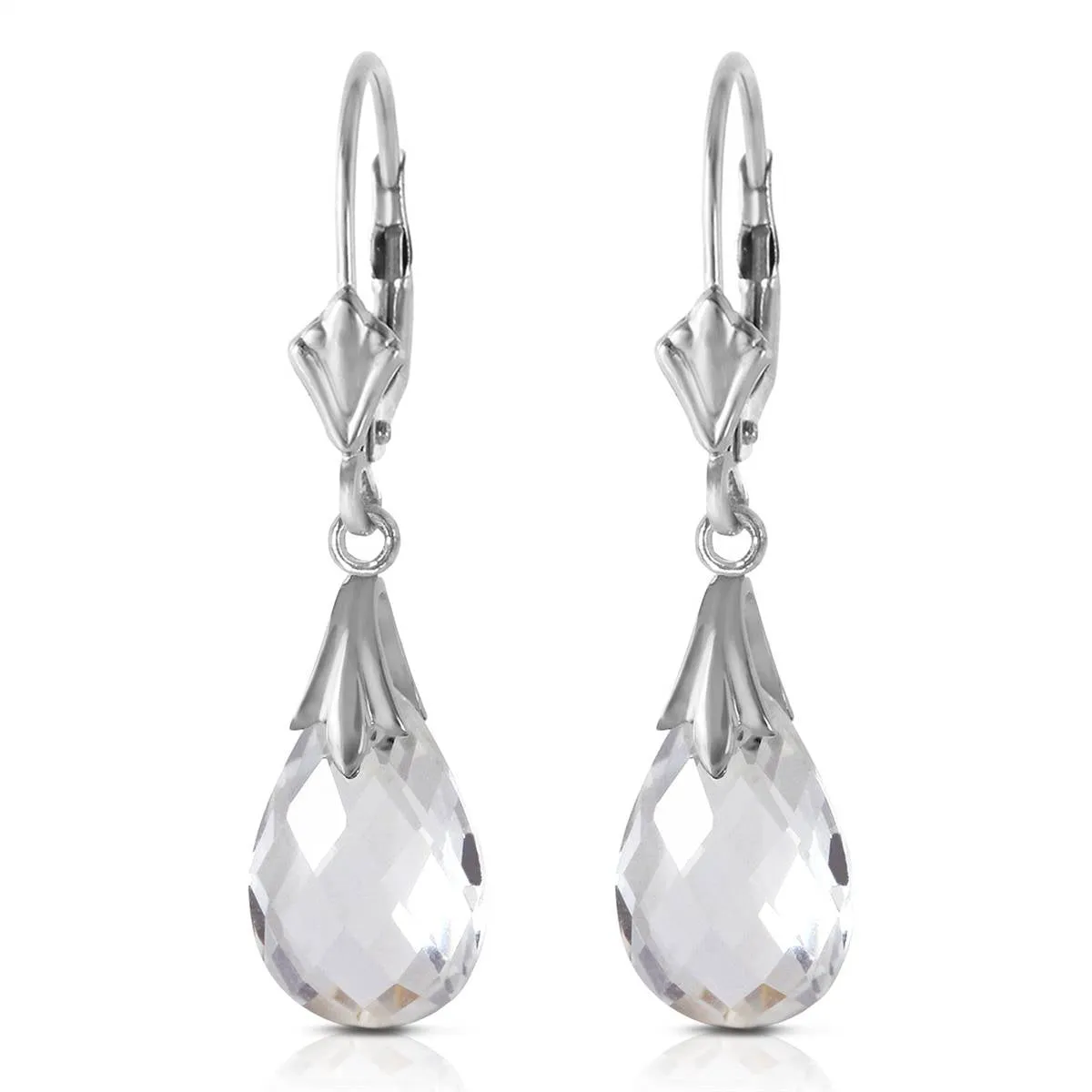 6 Carat 14K Solid White Gold Revisions White Topaz Earrings