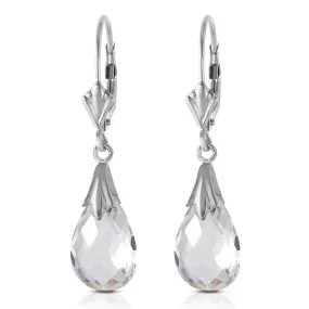 6 Carat 14K Solid White Gold Revisions White Topaz Earrings