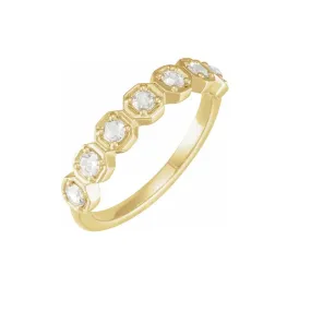 7 Stone Round Rose-Cut Natural Diamond Gold Ring