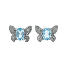 925 Silver Butterfly Shape Topaz Earrings