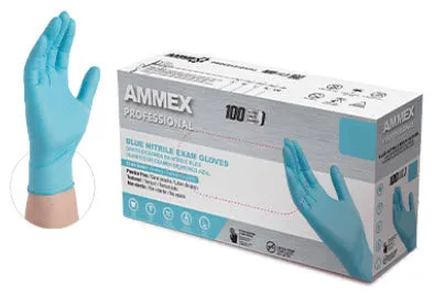 Ammex Nitrile Gloves Tbd-Gloves Nitrle Ammex Xl Disp Pfblue Smooth 100/Bx 10Bx/Cs