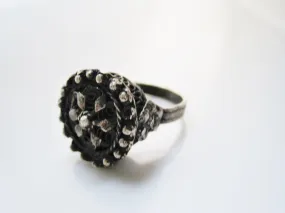 Antique Balkan Silver Filigree Rattle Ring