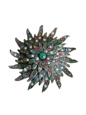 Art Deco Vintage 30’s/40’s Fruit Salad Rhinestone Pot Metal Brooch