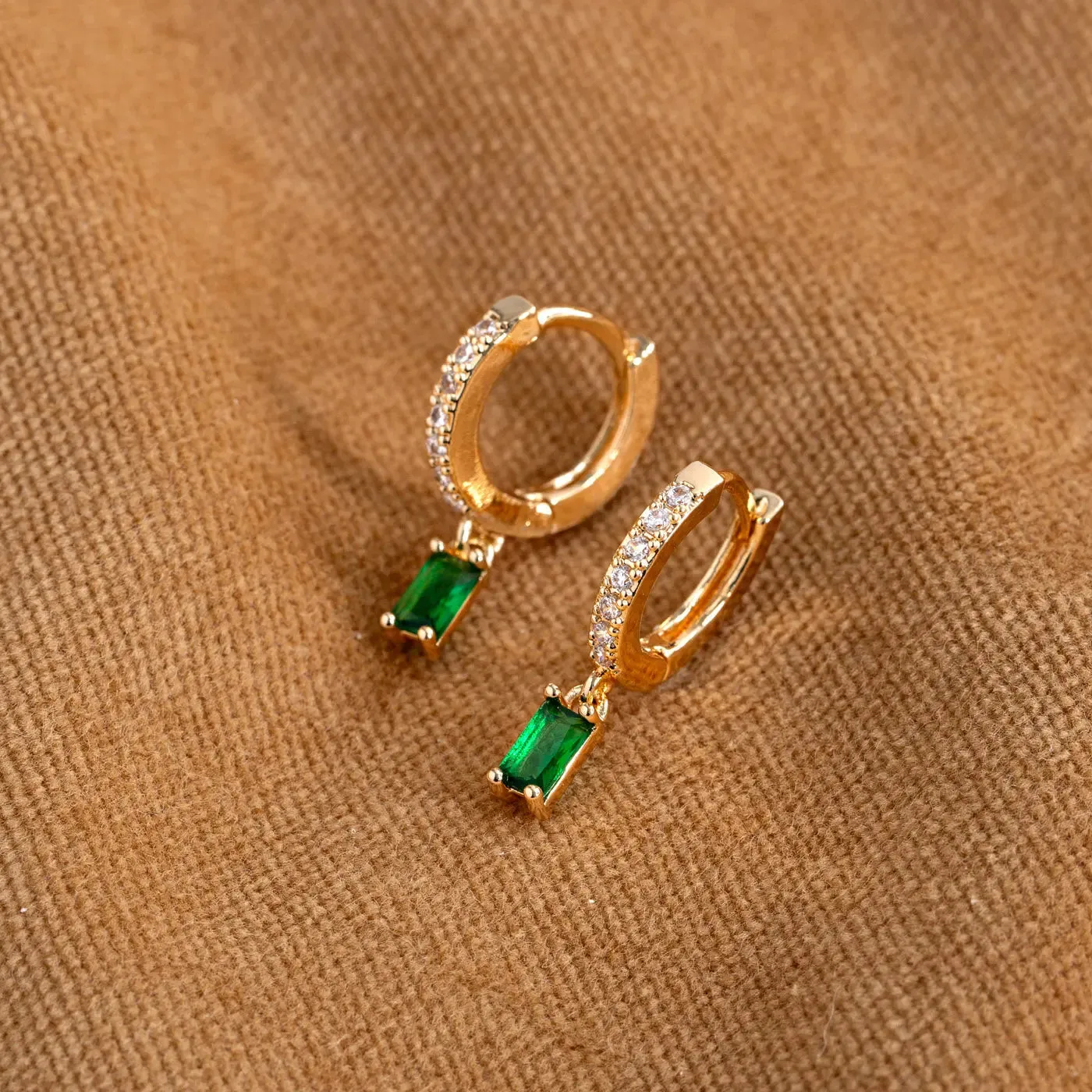 Arya - Green Crystal Hoop Earrings