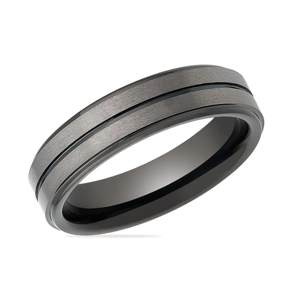 ASHCHIL | Tungsten Ring Two Tone Center Groove