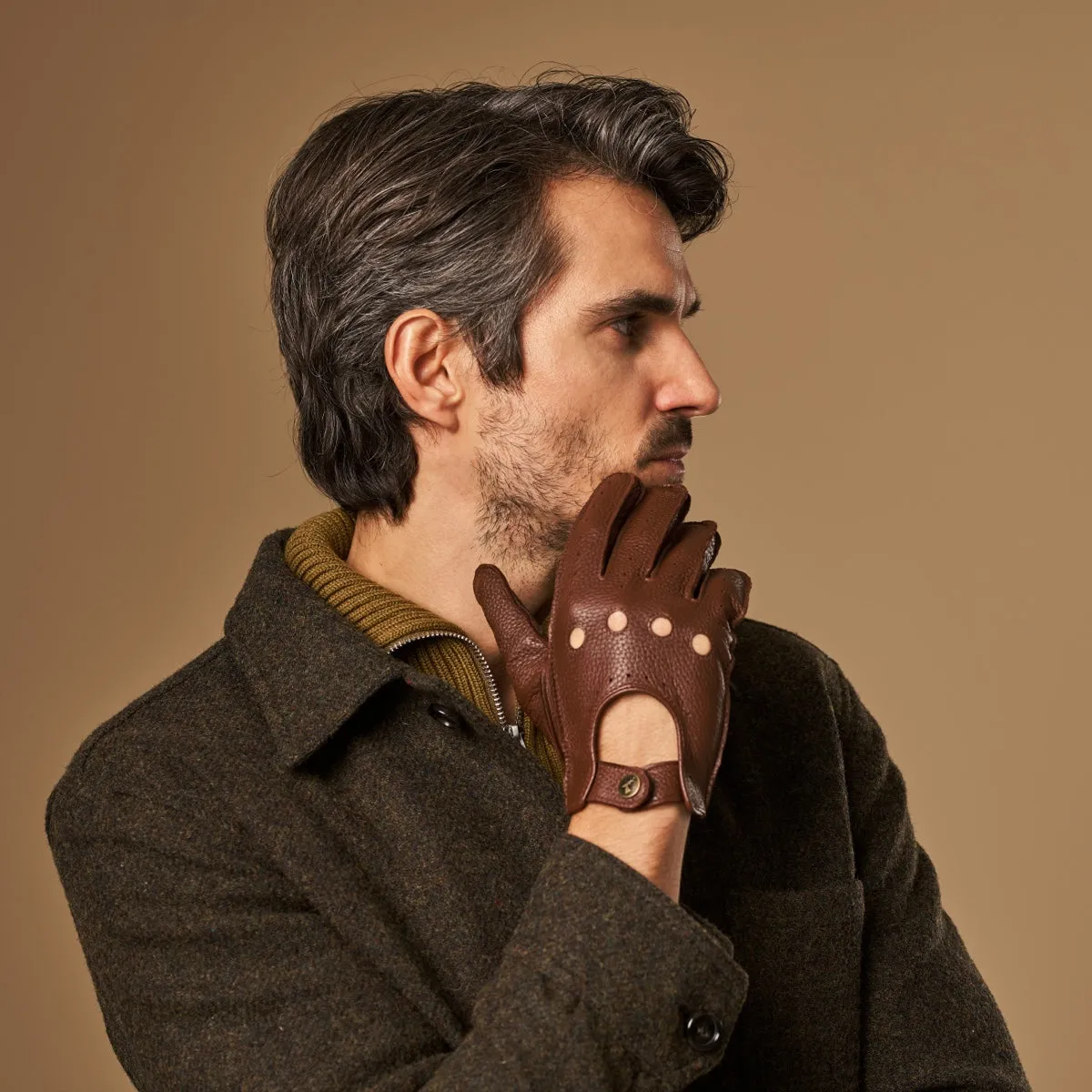 Austin (brown) – luxurious driving gloves made of American deerskin leather