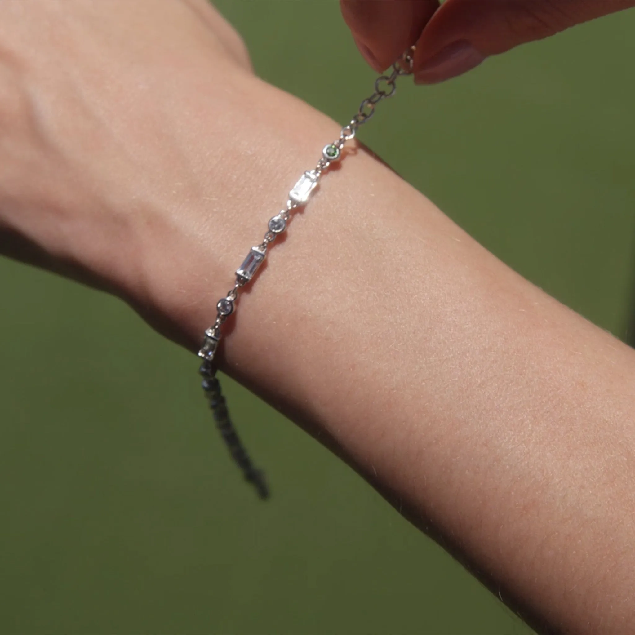 Baguette & Round Sapphire Tennis Bracelet