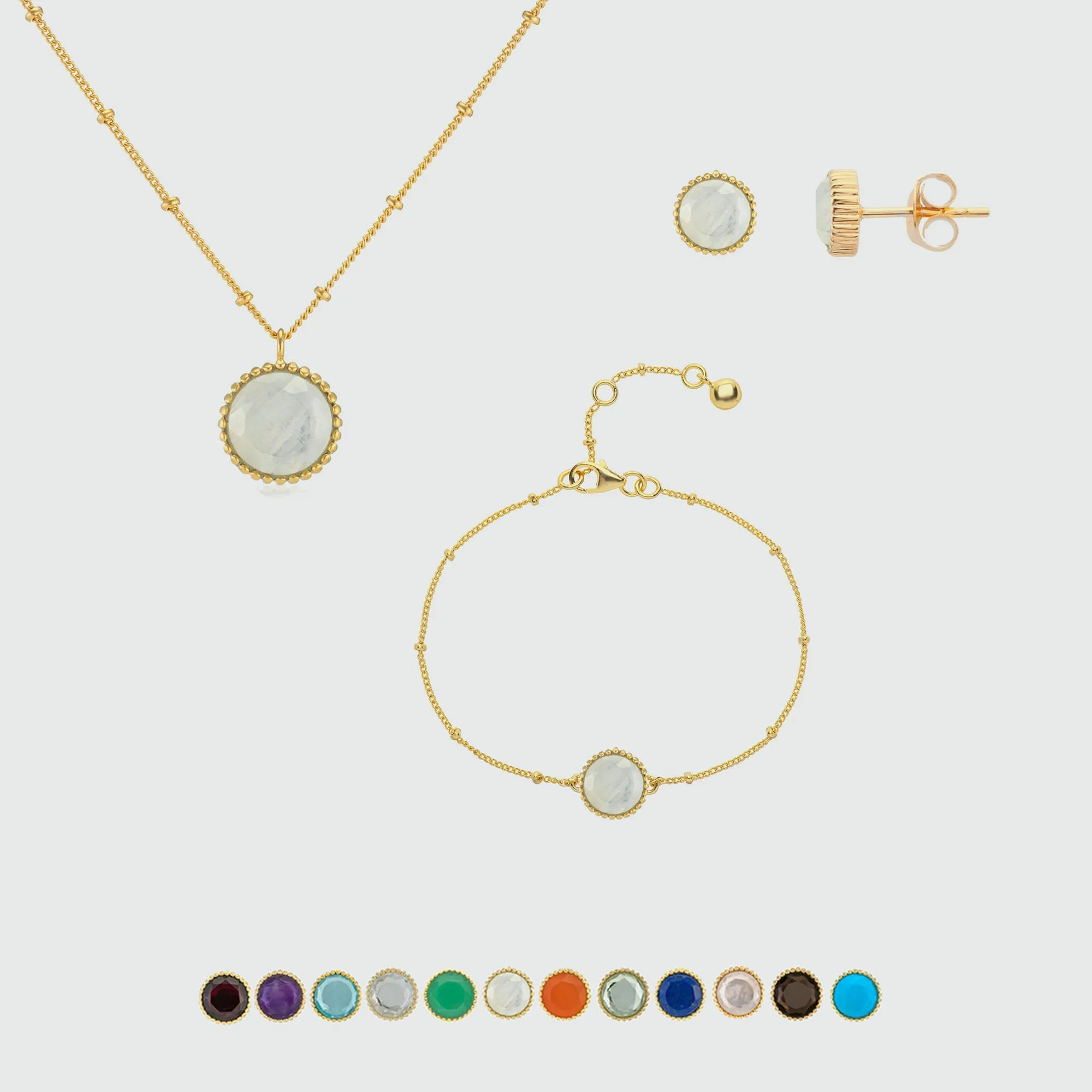 Barcelona Birthstone Gold Vermeil Jewellery Set