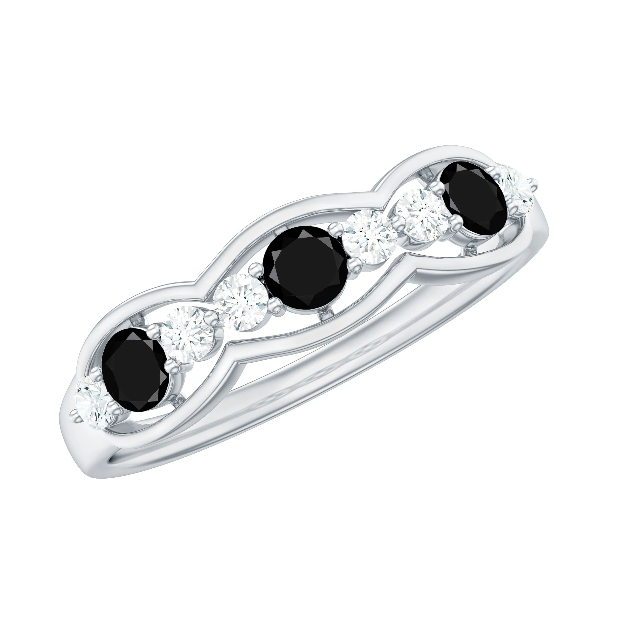 Black Diamond and Diamond Wedding Anniversary Ring