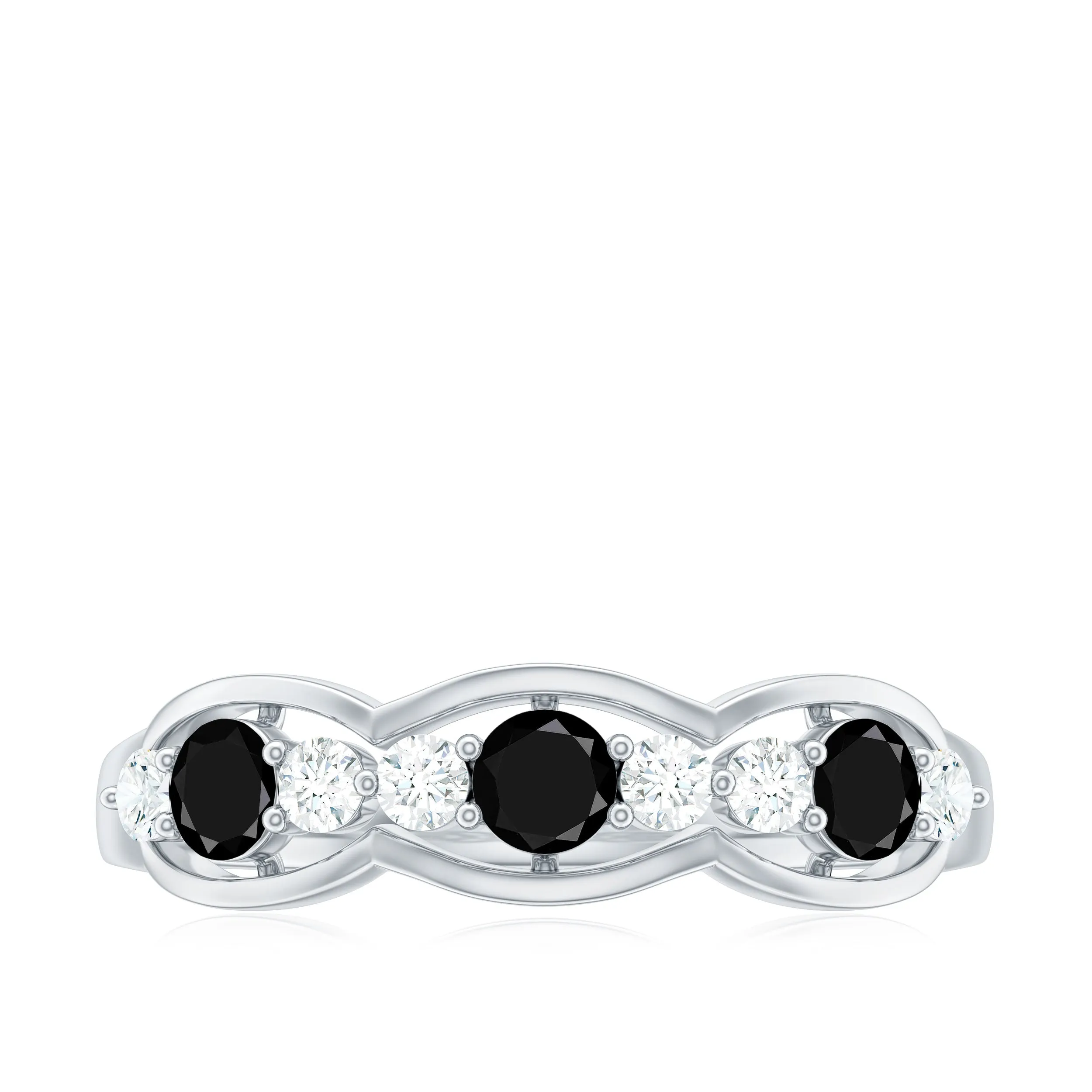 Black Diamond and Diamond Wedding Anniversary Ring