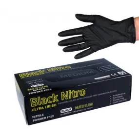 BLACK NITRILE GLOVES - BOX OF 100