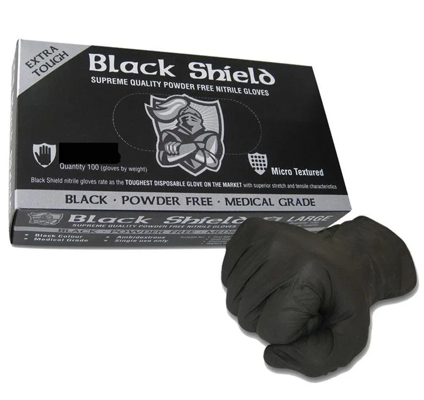 Black Nitrile Gloves Disposable Nitro Powder Free Industrial Grade Gloves Medium x 1000