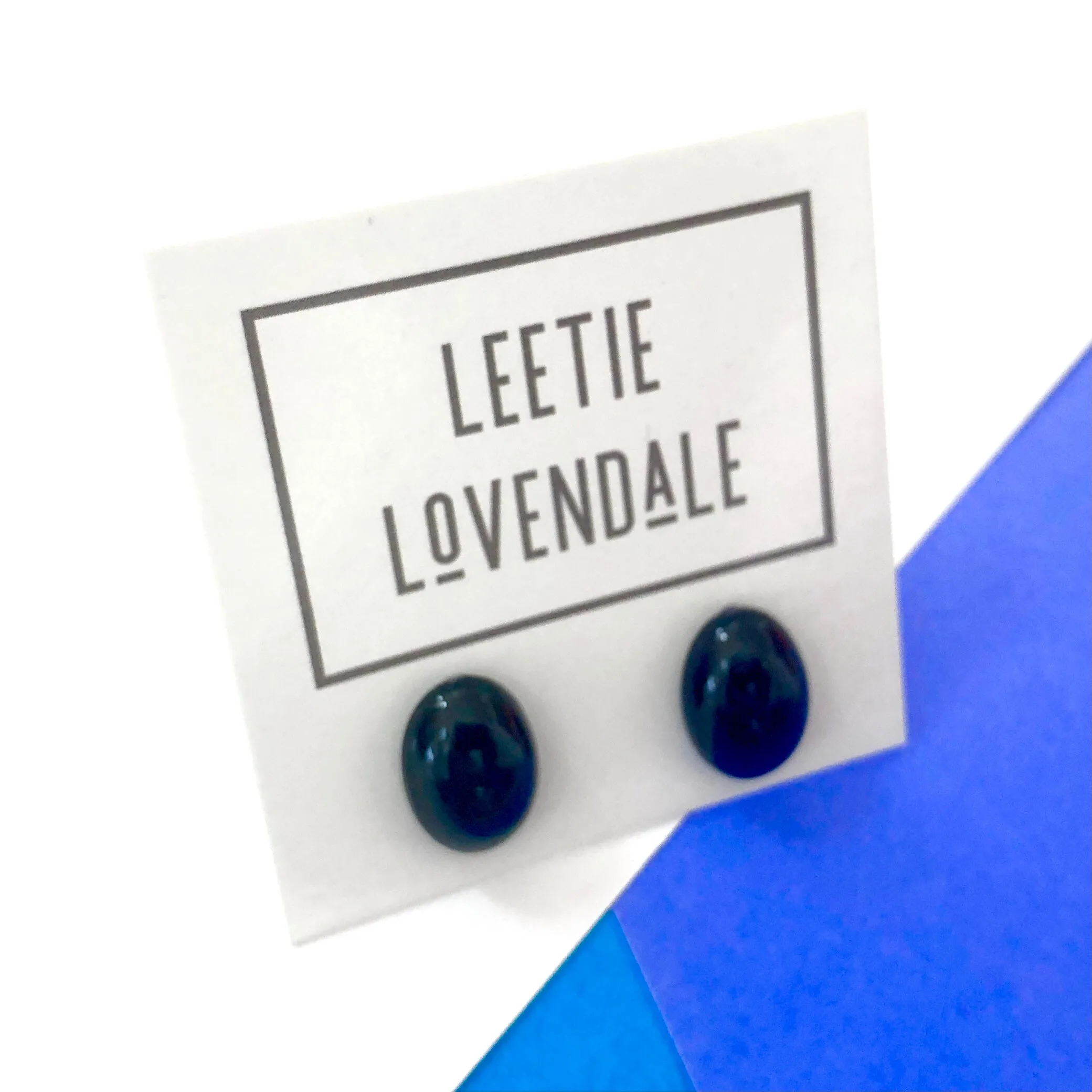 Black  Oval Lucite Stud Earrings