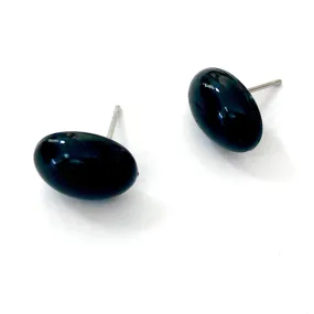 Black  Oval Lucite Stud Earrings