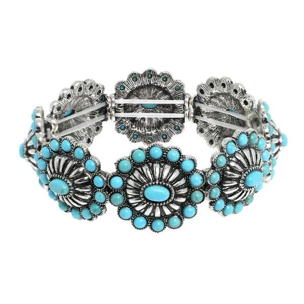 Boho Turquoise Concho Link Bracelet