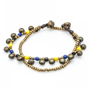 Brass Beads Bracelet with Brass Bells in Multi