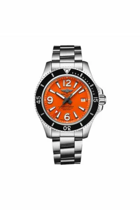 breitling superocean 42 automatic orange dial stainless steel men's watch ref. a17366d7101a1