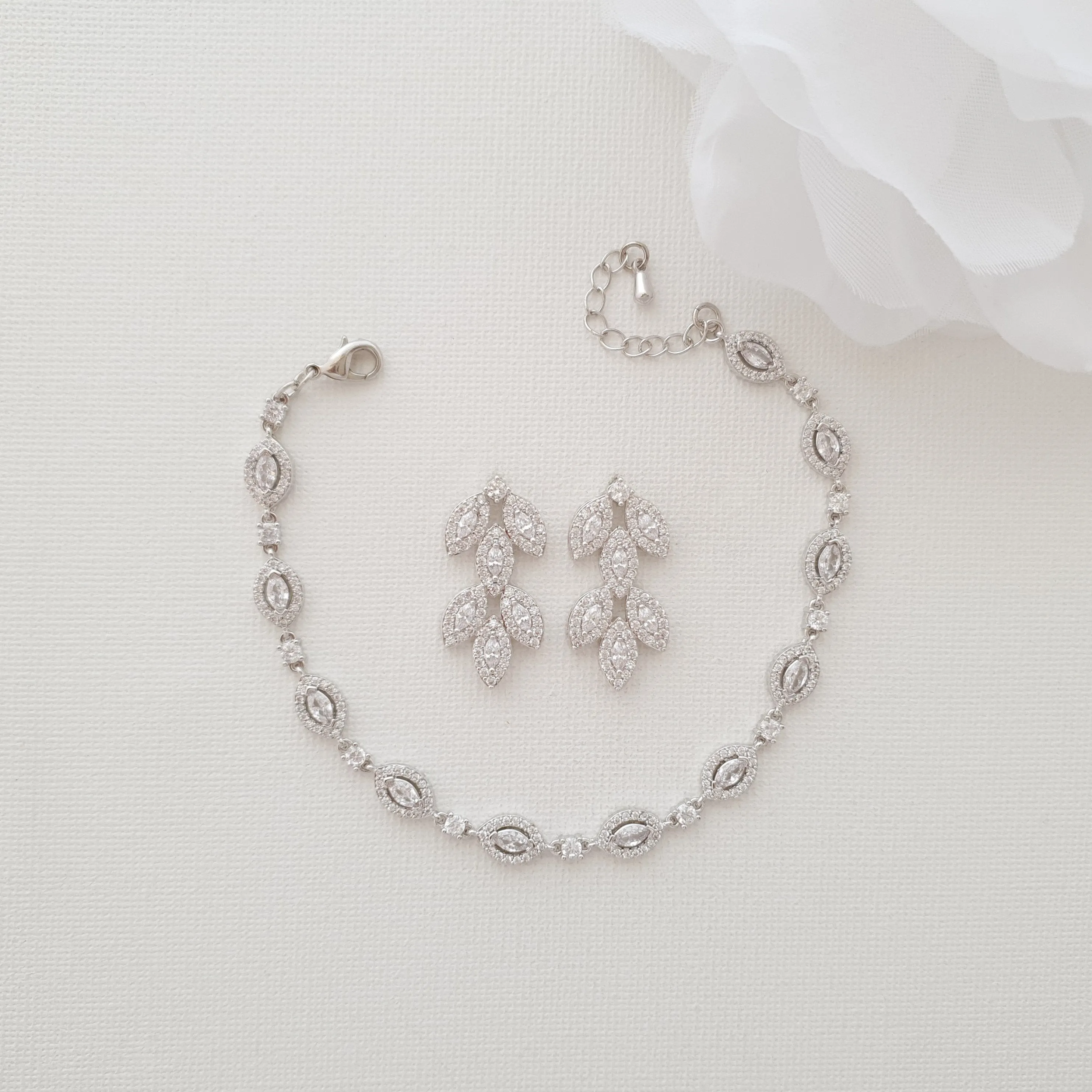 Bridal Jewelry Bracelet and Earrings Set-Abby