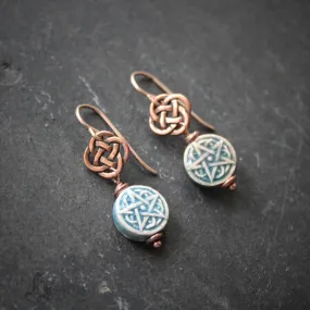 Brigid's Drops Raku Pentagram Earrings